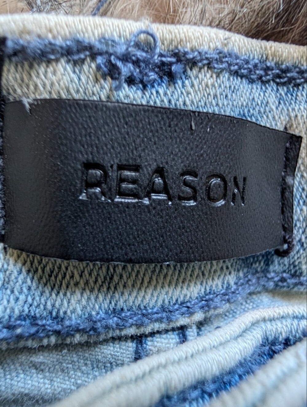Reason Streetwear Acid Wash Moto Jeans Padded Underlay Rips Style #RSP-290 - Picture 6 of 6
